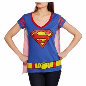 Supergirl Cape Tee – Women’s Graphic Top with Detachable Cape